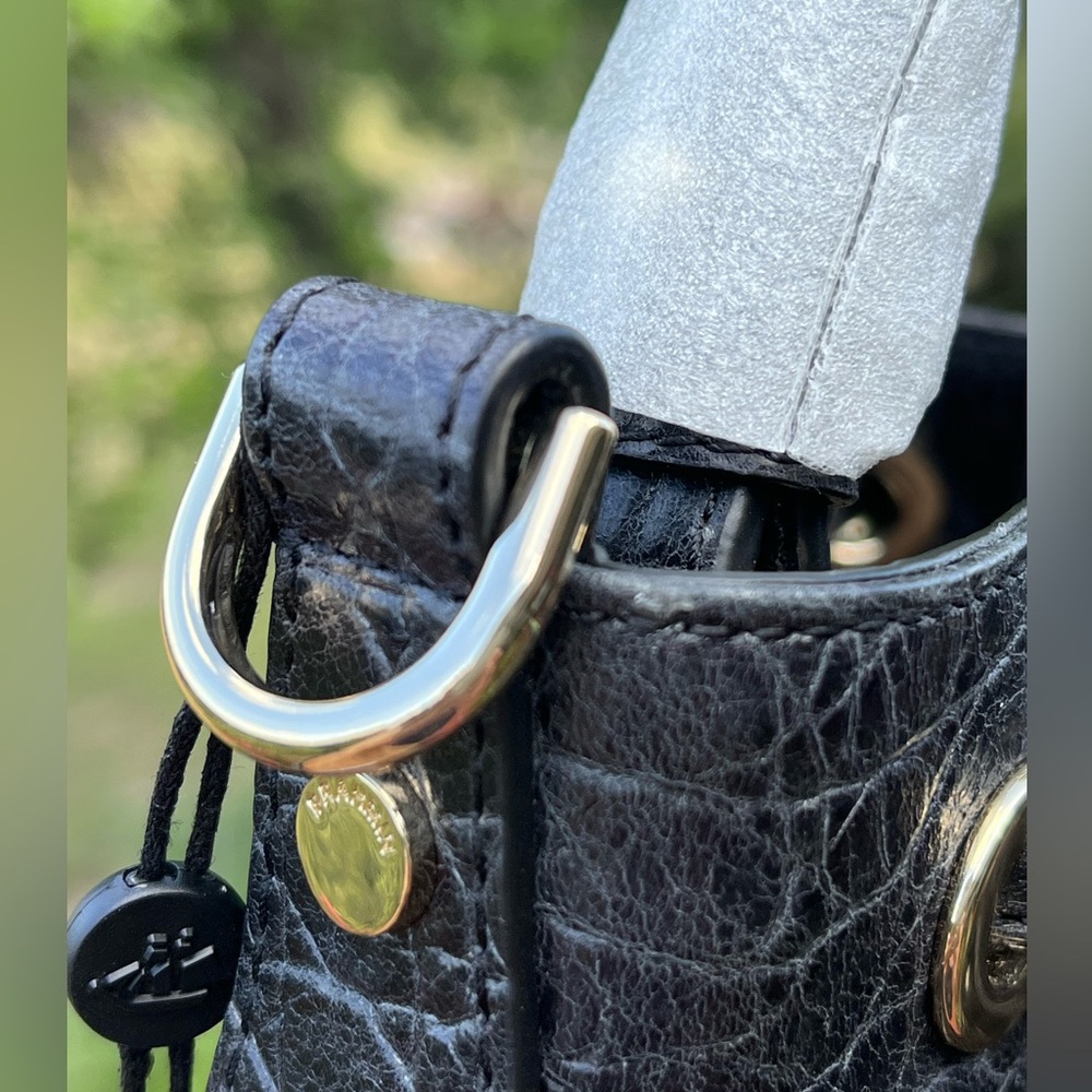 NWT Brahmin Large Marlowe Black Cascata Woven Leather Bucket Shoulder Bag - Picture 11 of 16